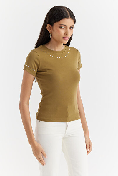 PAULMARK Women's Collar and Sleeve Stone Printed Blouse