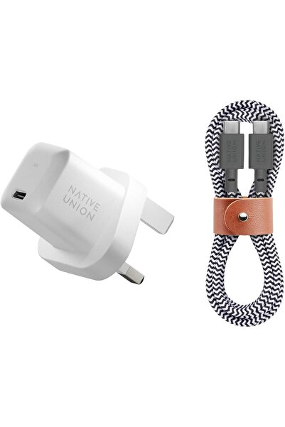 Native Union شاحن حائط ٣٠ واط + كابل USB-C إلى C بطول ١٫٢ متر | شاحن GaN مع ك...