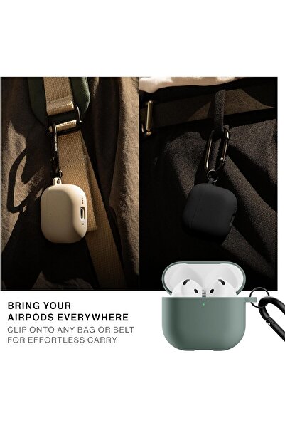 Native Union Active Case for AirPods 4 (ANC) - Silky Silicone Case with Clip, Slate Green