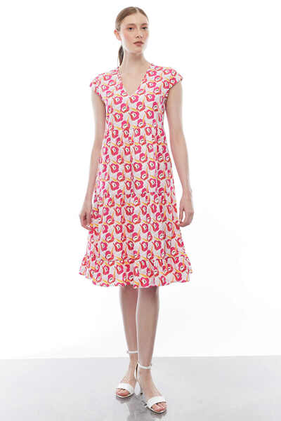 PAULMARK Дамска шарена рокля с V-образно деколте