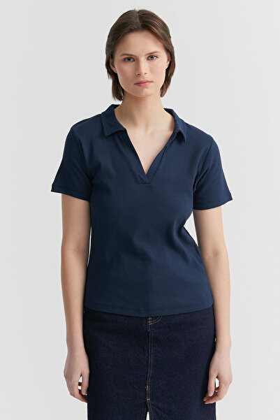 PAULMARK Tricou de bază cu gât polo pentru femei