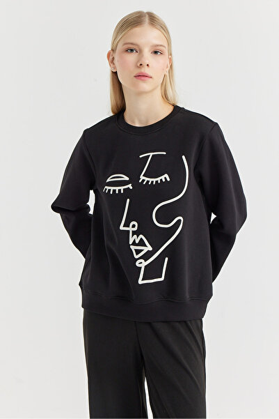 PAULMARK Top pentru femei guler rotund cu imprimeu