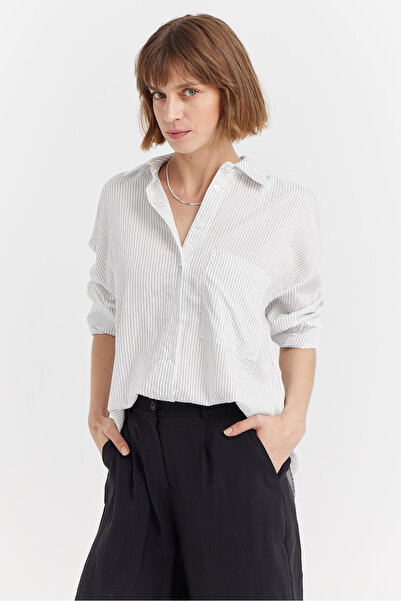 PAULMARK Women's Striped Single Pocket Shirt