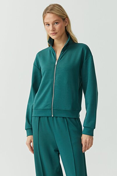 PAULMARK Women's Soft Textured Zippered Sweat Top