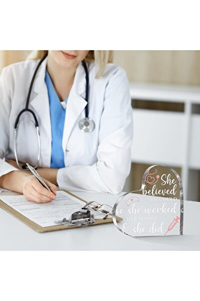 Generic Nurse Appreciation Acrylic Heart Paperweight, Table Décor Gift (15.2×15.2×1.5 cm)