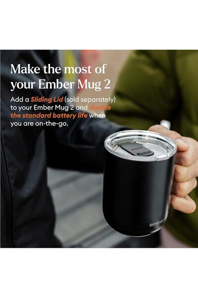 Ember NEW Mug 2 LARGE Temperature Control Smart, 414 ml, Black, 80 min Battery Life