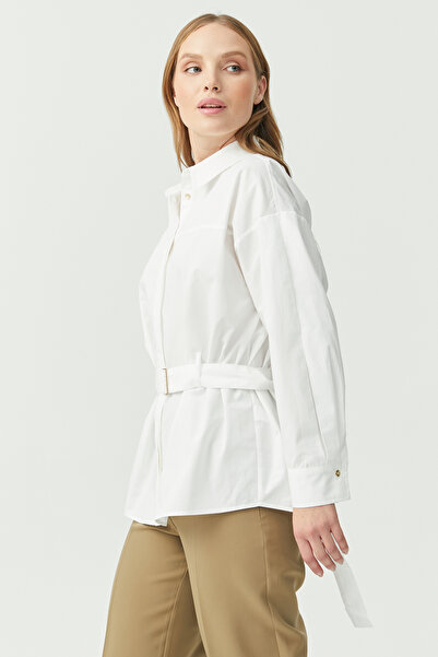 PAULMARK Γυναικείο πουκάμισο με λεπτομέρεια με ζώνη