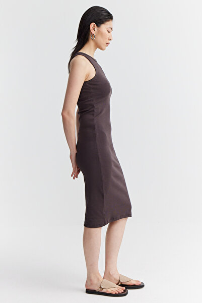 PAULMARK Women's Halter Neck Corded Fabric Dress