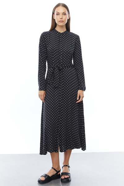 PAULMARK Γυναικείο φόρεμα με κουμπιά και ζώνη στη μέση