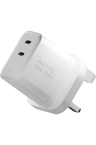 Native Union Fast GaN Charger PD 35W – Dual USB-C Portable Multi Charger (White)