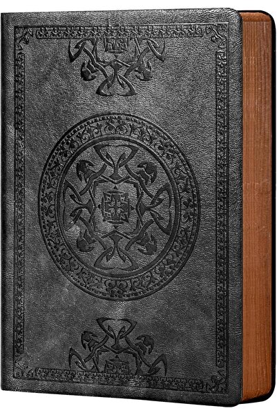 genernic Kaji Classic Men's Leather Journal Softcover, Ruled, 5.7 x 8.3 in, Black, 296 Pages