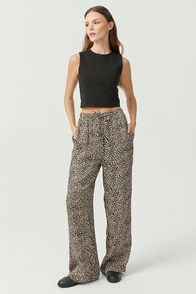 PAULMARK Women's Leopard Patterned Trousers