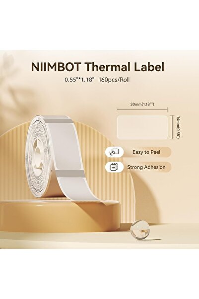 NiiMbot D11 Transparent Thermal Label Paper, 210 Labels/Roll, 14×30 mm