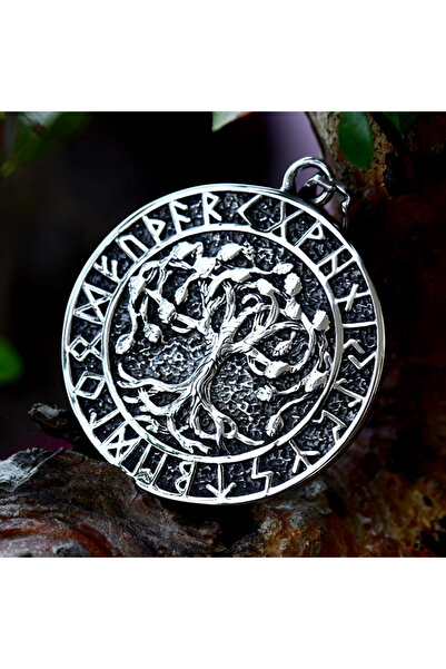 Viking Nordic Mythology Raven Tree of Life S+ Quality 316L Stainless Steel Non-Tarnish Necklace