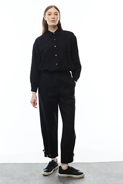 PAULMARK Linen Trousers with Leg Detail