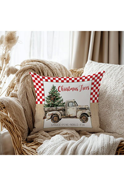 Evmila Mery Christmas Pattern Velvet Cushion Cover 43X43 cm Double Sided Printed Zippers