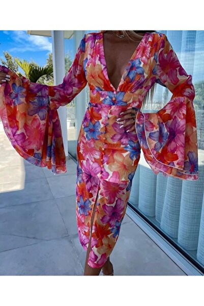 Modayakamoz Rochie de damă din tul cu decolteu și mâneci decoltate