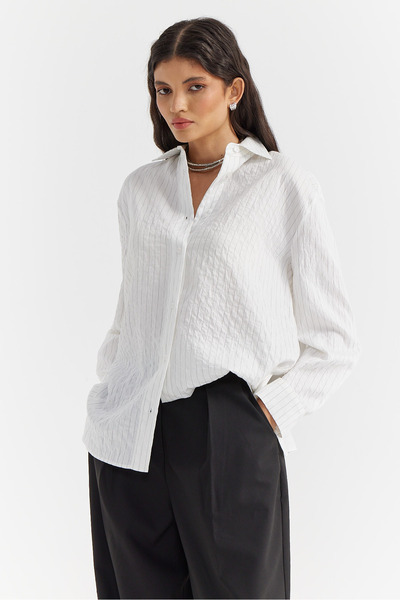 PAULMARK Дамска раирана овърсайз риза