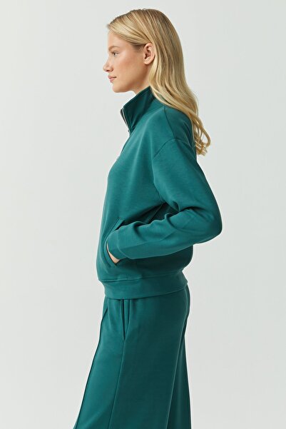 PAULMARK Women's Soft Textured Zippered Sweat Top