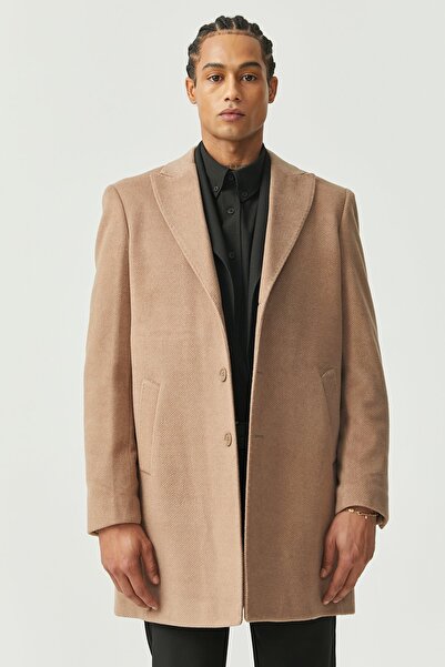 PAULMARK Ανδρικό παλτό με υφή με γιακά χελιδονοουράς