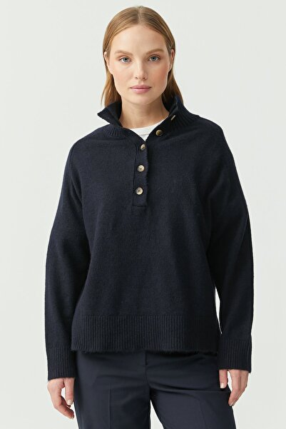 PAULMARK Γυναικείο πλεκτό πουλόβερ με κουμπιά στο λαιμό