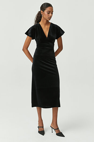 PAULMARK Women's V-Neck Velvet Dress