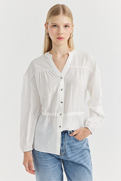 PAULMARK Γυναικείο πουκάμισο με γιακά δικαστή με κορδόνι στη μέση