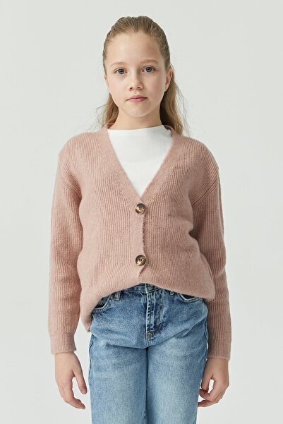 PAULMARK Girl's Buttoned Corded Fabric Knitwear Cardigan