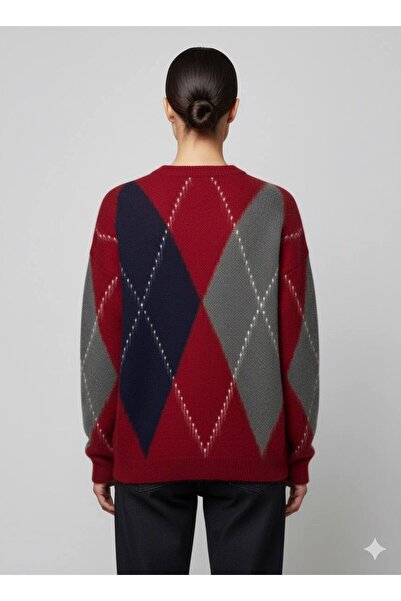 LECTUEL Oversize Baklava Pattern Bearded Knitwear Sweater