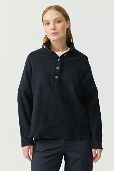 PAULMARK Γυναικείο πλεκτό πουλόβερ με κουμπιά στο λαιμό