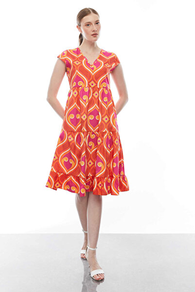 PAULMARK Women's V-Neck Patterned Dress