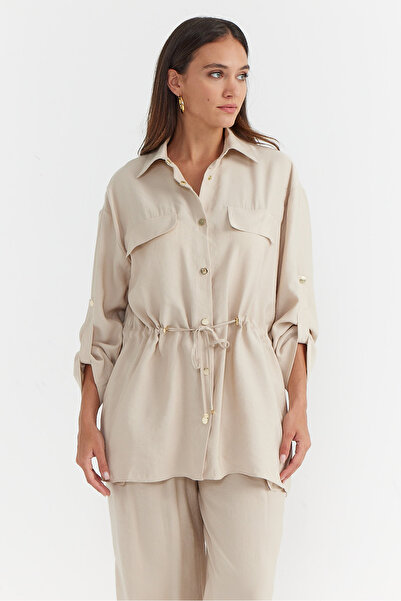 PAULMARK Γυναικείο καπάκι με κορδόνια στη μέση με τσέπες