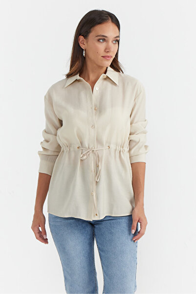 PAULMARK Γυναικείο πουκάμισο με μακρυμάνικο κορδόνι στη μέση