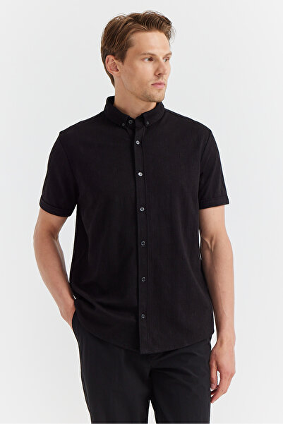 PAULMARK Ανδρικό κοντομάνικο πουκάμισο με υφή