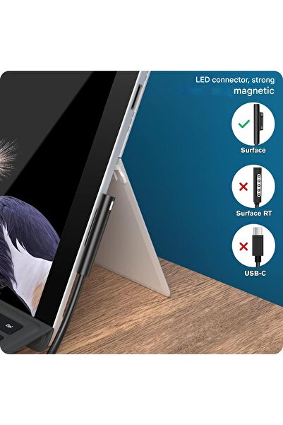 ANFULA Încărcător Surface 127W compatibil cu Surface Book/Pro/Go/Laptop, cu USB, negru