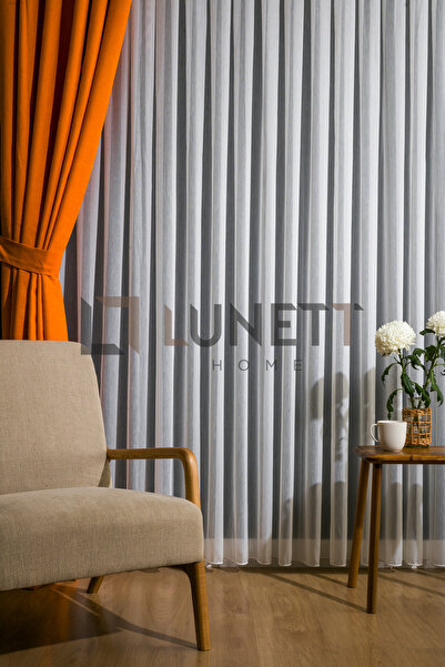 LUNETT HOME Silvery (Shiny) Bamboo Sparsely Folded 1X2 Tulle Curtain for Living Room, Balcony, Kitchen Tulle