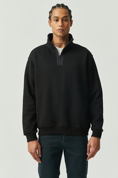 PAULMARK Mock Neck Half Zipper Sweat Top