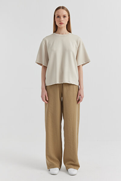 PAULMARK بنطال نسائي بخصر مطاطي وواسع الساق