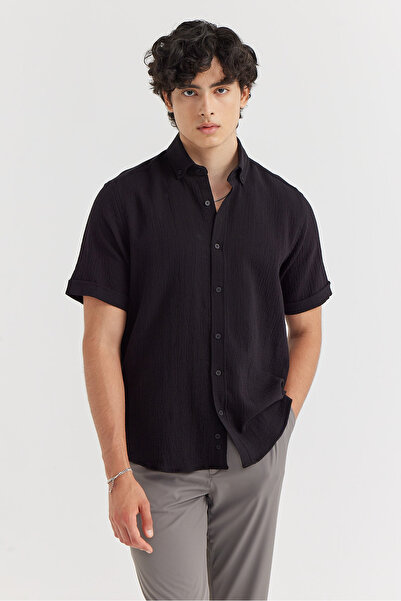 PAULMARK Cămașă cu textura obișnuită pentru bărbați