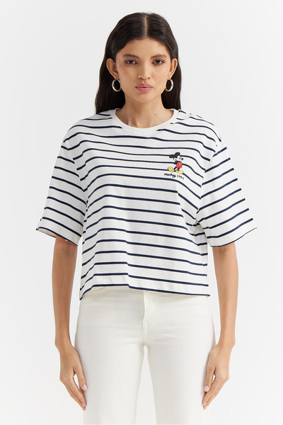 PAULMARK Detaliu cu imprimeu în dungi pentru femei tricou