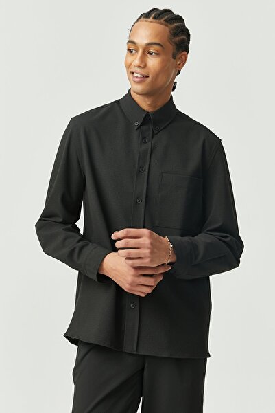 PAULMARK قصة ضيقة قميص ذو ملمس مميز