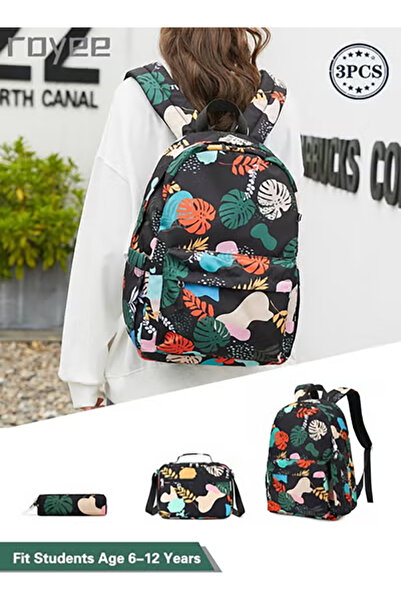 Royee مجموعة حقيبة ظهر مدرسية مكونة من 3 قطع مع حقيبة غداء وقلم رصاص، حقيبة ك...