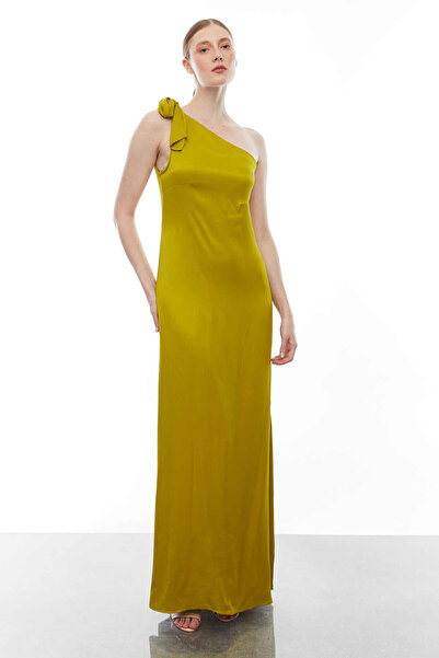 PAULMARK Rochie din satin cu un singur umăr cu detaliu de legare