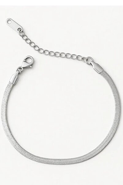 Takı Dükkanı Italian Flat Snake Fish Scale Model Unisex Stainless Steel Bracelet Scb25B-2