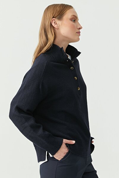 PAULMARK Γυναικείο πλεκτό πουλόβερ με κουμπιά στο λαιμό