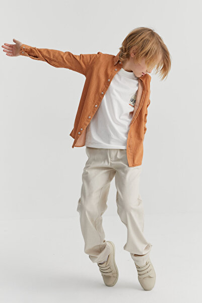 PAULMARK قميص للأولاد بأزرار على الياقة