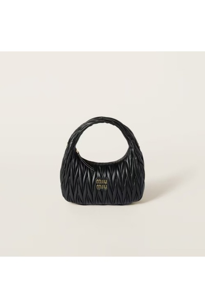 Miu Wander nappa leather hobo Shoulder Bag With Crossbody Strap Zip Closure