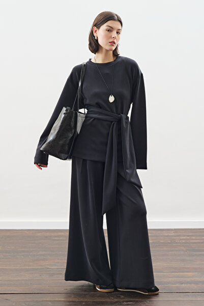 Manuka Soft Textured Modal Wide Pants Anthracite