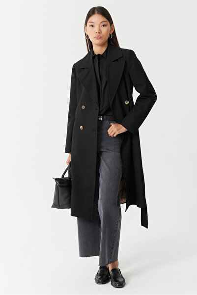 PAULMARK Kadın Kruvaze Kapama Trençkot