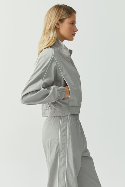 PAULMARK Γυναικείο λεπτό παλτό από ύφασμα αλεξίπτωτου ψηλός λαιμός